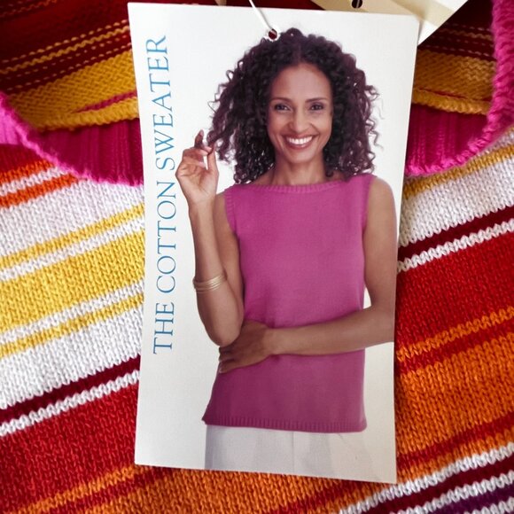 NWT Vtg. White Stag Boat Neck Sweater Tank Top Striped 100% Cotton Size Large L - Picture 9 of 10